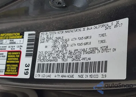 2017 Toyota Tacoma Limited из США, поврежденный, VIN 3TMEZ5CN3HM049928